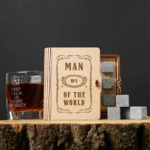 Камни для виски "Man №1 of the world" 6 штук в подарочной коробке